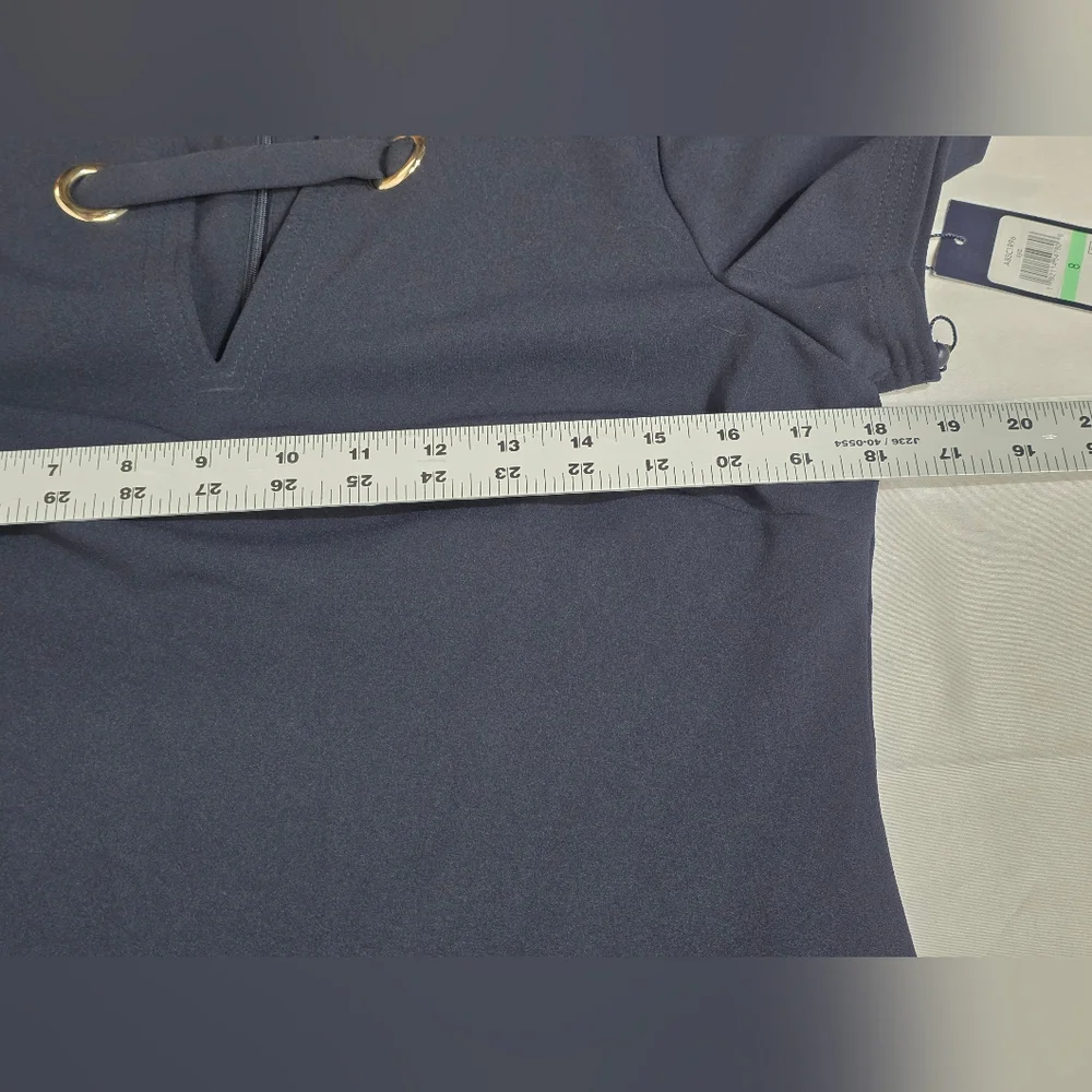 Tommy Hilfiger Scuba Crepe Sheath Dress In Navy Womens Size 8 New With Tags - Picture 4 of 12